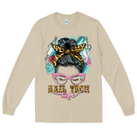 Mushroom nail tech life messy bun Long Sleeve Tee - BarkalooDesign