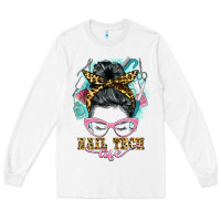 White nail tech life messy bun Long Sleeve Tee - BarkalooDesign