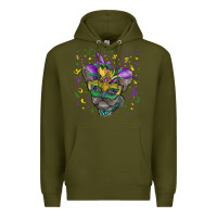 Army Green mardi gras mask french bulldog Premium Hoodie - RanaPortraitStore