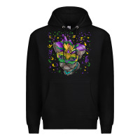 Black mardi gras mask french bulldog Premium Hoodie - RanaPortraitStore