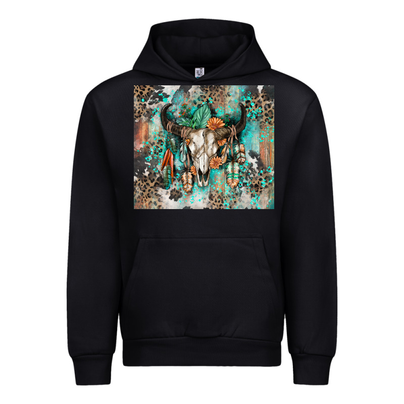 Cowhide Bull Skull Urban Hoodie by Zillion Design Studio | Teevron
