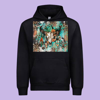 Cowhide Bull Skull Urban Hoodie Designed By Zillion Design Studio