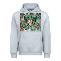 Heather Grey cowhide bull skull Urban Hoodie - Zillion Design Studio