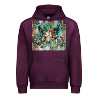 Mauve Wine cowhide bull skull Urban Hoodie - Zillion Design Studio