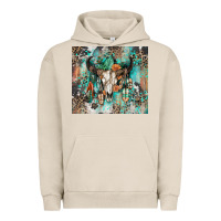 Pigment French Oak cowhide bull skull Urban Hoodie - Zillion Design Studio