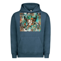 Pigment Midnight Navy cowhide bull skull Urban Hoodie - Zillion Design Studio