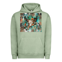 Pigment Oil Green cowhide bull skull Urban Hoodie - Zillion Design Studio