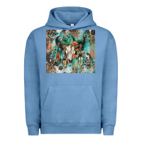 Pigment Pebble Blue cowhide bull skull Urban Hoodie - Zillion Design Studio