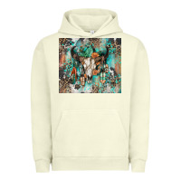Pigment Pistachio cowhide bull skull Urban Hoodie - Zillion Design Studio