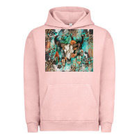 Pigment Salmon cowhide bull skull Urban Hoodie - Zillion Design Studio