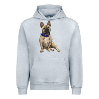 Heather Grey French bulldog with royal blue Urban Hoodie - RanaPortraitStore