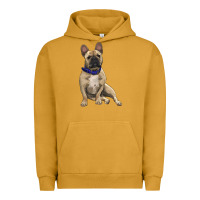 Pigment Peanut Butter French bulldog with royal blue Urban Hoodie - RanaPortraitStore