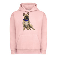 Pigment Salmon French bulldog with royal blue Urban Hoodie - RanaPortraitStore