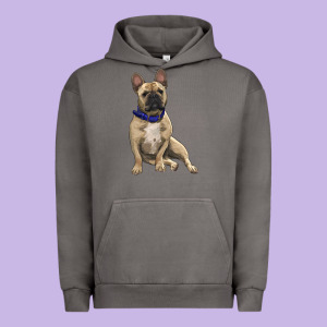 French Bulldog With Royal Blue Urban Hoodie Designed By Ranaportraitstore
