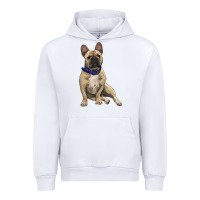 White French bulldog with royal blue Urban Hoodie - RanaPortraitStore