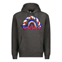 Charcoal Heather America rainbow Premium Hoodie - texasbilliewilder