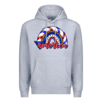Heather Grey America rainbow Premium Hoodie - texasbilliewilder