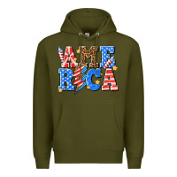 Army Green America with lightning bolt Premium Hoodie - texasbilliewilder