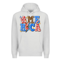 Dove Grey America with lightning bolt Premium Hoodie - texasbilliewilder