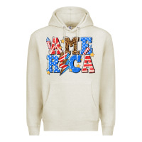 Oatmeal Heather America with lightning bolt Premium Hoodie - texasbilliewilder