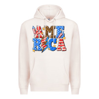 Pale Pink America with lightning bolt Premium Hoodie - texasbilliewilder