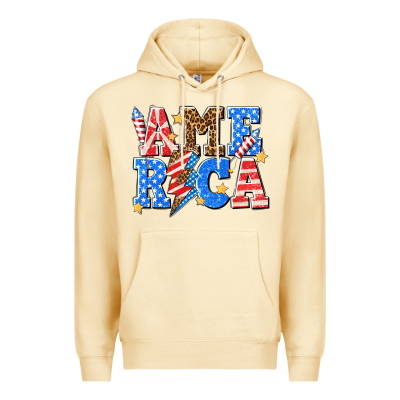 America With Lightning Bolt Premium Hoodie by texasbilliewilder | Teevron