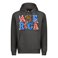Charcoal Heather America with lightning bolt Premium Hoodie - texasbilliewilder