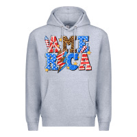 Heather Grey America with lightning bolt Premium Hoodie - texasbilliewilder