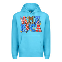 Ocean Blue America with lightning bolt Premium Hoodie - texasbilliewilder
