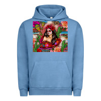Pigment Pebble Blue mexico girl serape Urban Hoodie - Zillion Design Studio