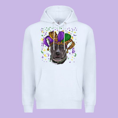 Mardi Gras Pitbull Premium Hoodie Designed By Ranaportraitstore