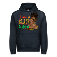 Navy i am black history afro black woman juneteenth Urban Hoodie - texasbilliewilder