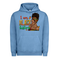Pigment Pebble Blue i am black history afro black woman juneteenth Urban Hoodie - texasbilliewilder
