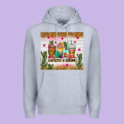 Cafecito Y Chisme Coffee Cups Premium Hoodie Designed By Zillion Design Studio
