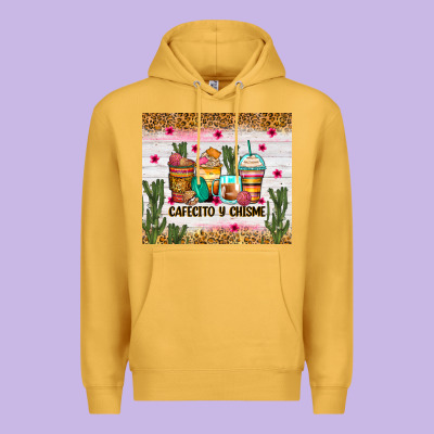 Cafecito Y Chisme Coffee Cups Premium Hoodie Designed By Zillion Design Studio