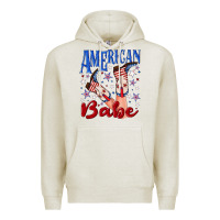 Oatmeal Heather American babe 4th july Premium Hoodie - texasbilliewilder