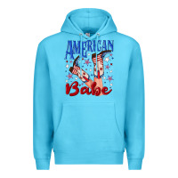 Ocean Blue American babe 4th july Premium Hoodie - texasbilliewilder