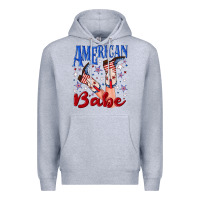 Heather Grey American babe 4th july Premium Hoodie - texasbilliewilder