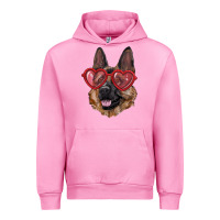 Fuchsia Pink German shepherd with love glasses Urban Hoodie - RanaPortraitStore
