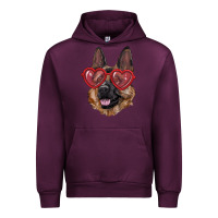 Mauve Wine German shepherd with love glasses Urban Hoodie - RanaPortraitStore