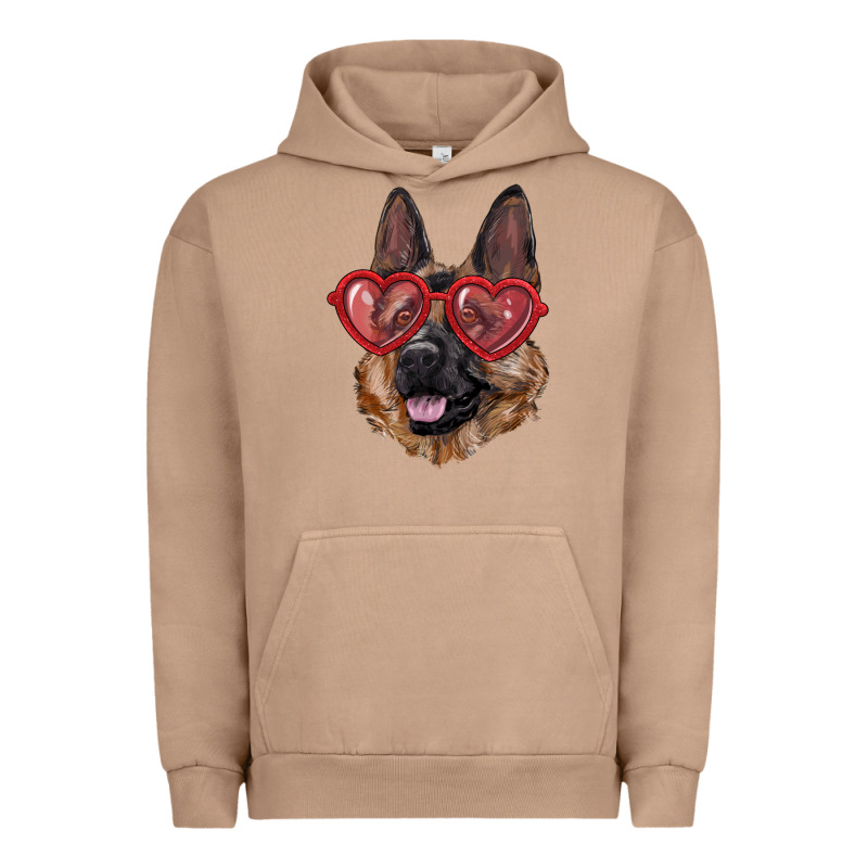 German Shepherd With Love Glasses Urban Hoodie by RanaPortraitStore | Teevron