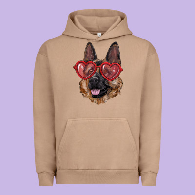 Urban Hoodie German shepherd with love glasses