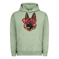 Pigment Oil Green German shepherd with love glasses Urban Hoodie - RanaPortraitStore