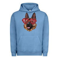 Pigment Pebble Blue German shepherd with love glasses Urban Hoodie - RanaPortraitStore