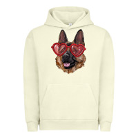 Pigment Pistachio German shepherd with love glasses Urban Hoodie - RanaPortraitStore
