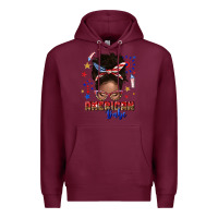 Burgundy American babe afro messy bun Premium Hoodie - texasbilliewilder