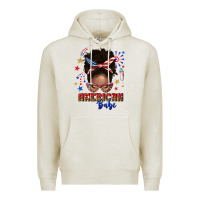 Oatmeal Heather American babe afro messy bun Premium Hoodie - texasbilliewilder
