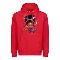 Red American babe afro messy bun Premium Hoodie - texasbilliewilder