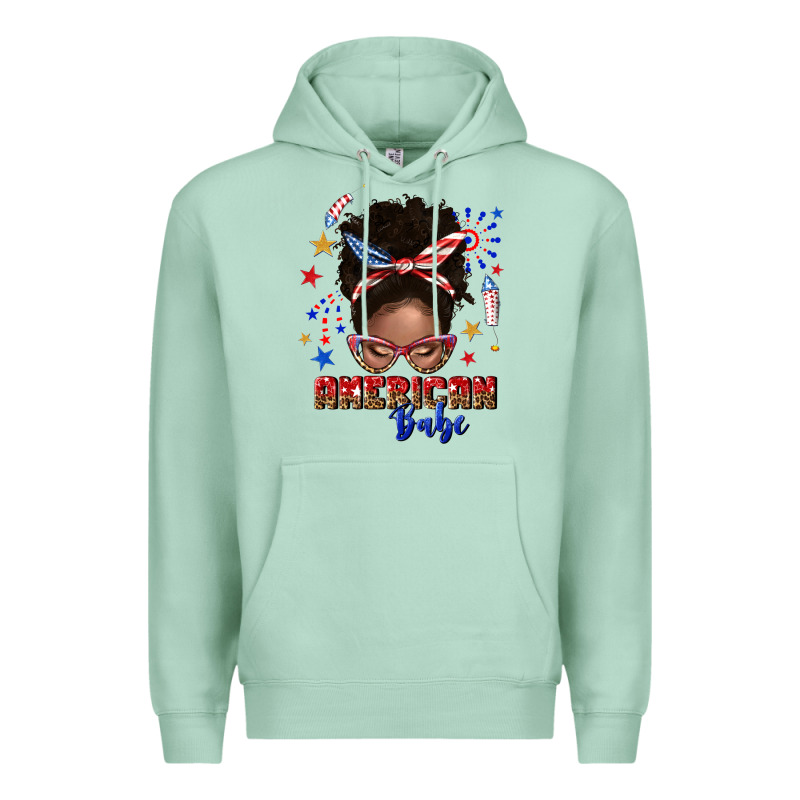 American Babe Afro Messy Bun Premium Hoodie by texasbilliewilder | Teevron