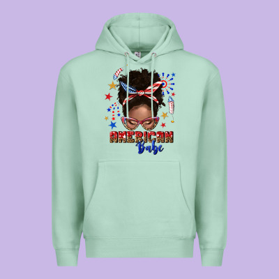American Babe Afro Messy Bun Premium Hoodie Designed By Texasbilliewilder